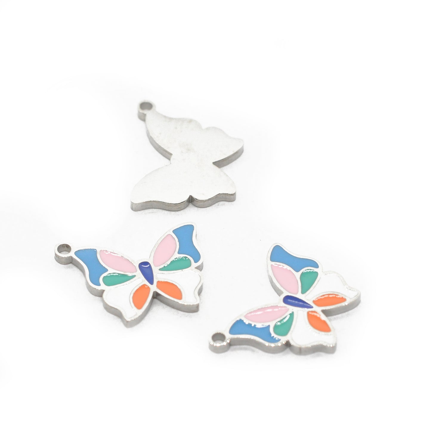 Schmetterling bunt Anhänger Edelstahl / 12mm