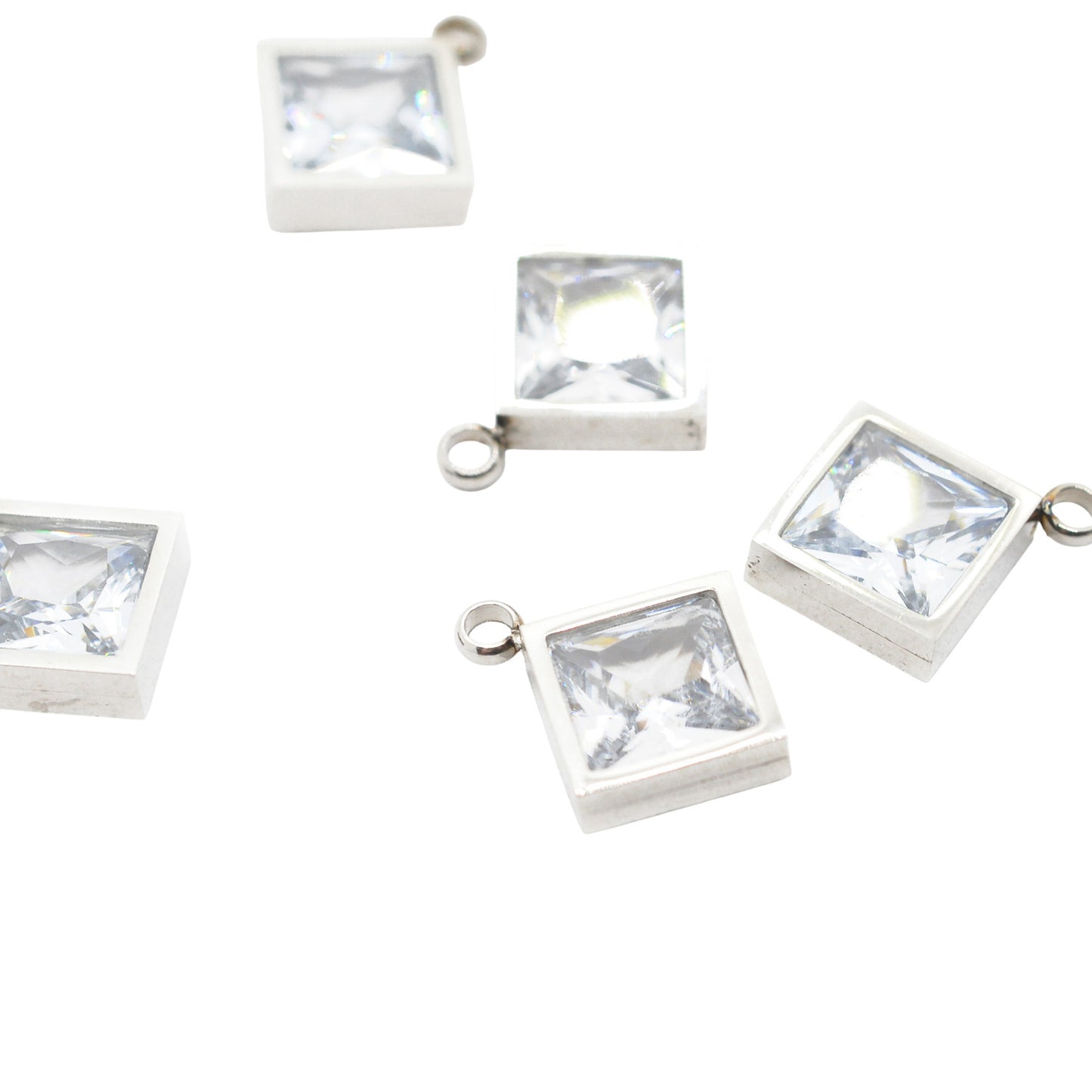 Zirkon Quadrat Anhänger Edelstahl / 12mm