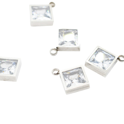 Zirkon Quadrat Anhänger Edelstahl / 12mm