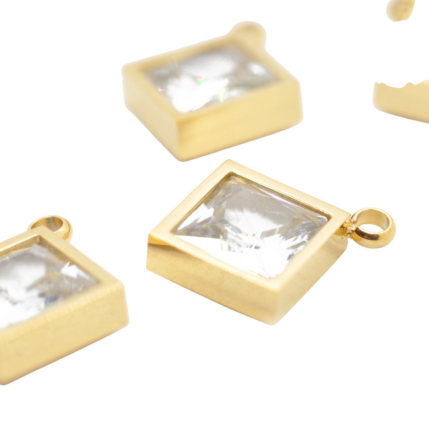 Zirkon Quadrat Anhänger Edelstahl / 12mm