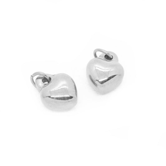 Edelstahl 3D Herz Charm / 8mm