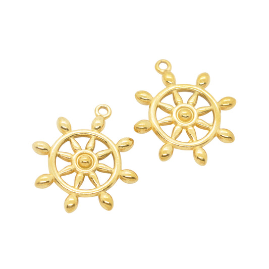 Steuerrad Anhänger Charm Edelstahl / 22mm