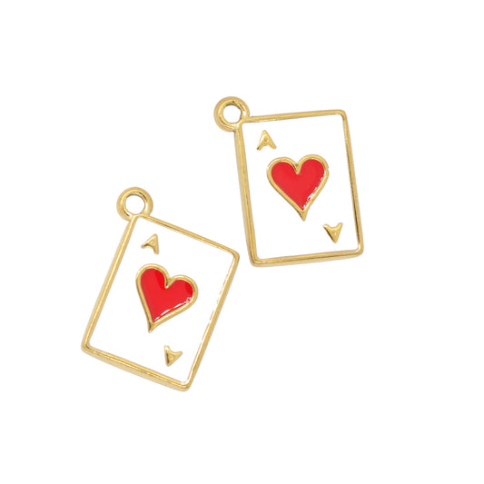 Spielkarte emailliert Anhänger Charm Edelstahl 24k verg. / 15mm