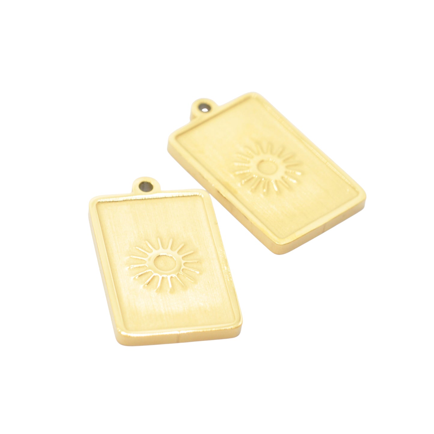 Square Sonne Anhänger Charm Edelstahl 24k verg. / 16mm