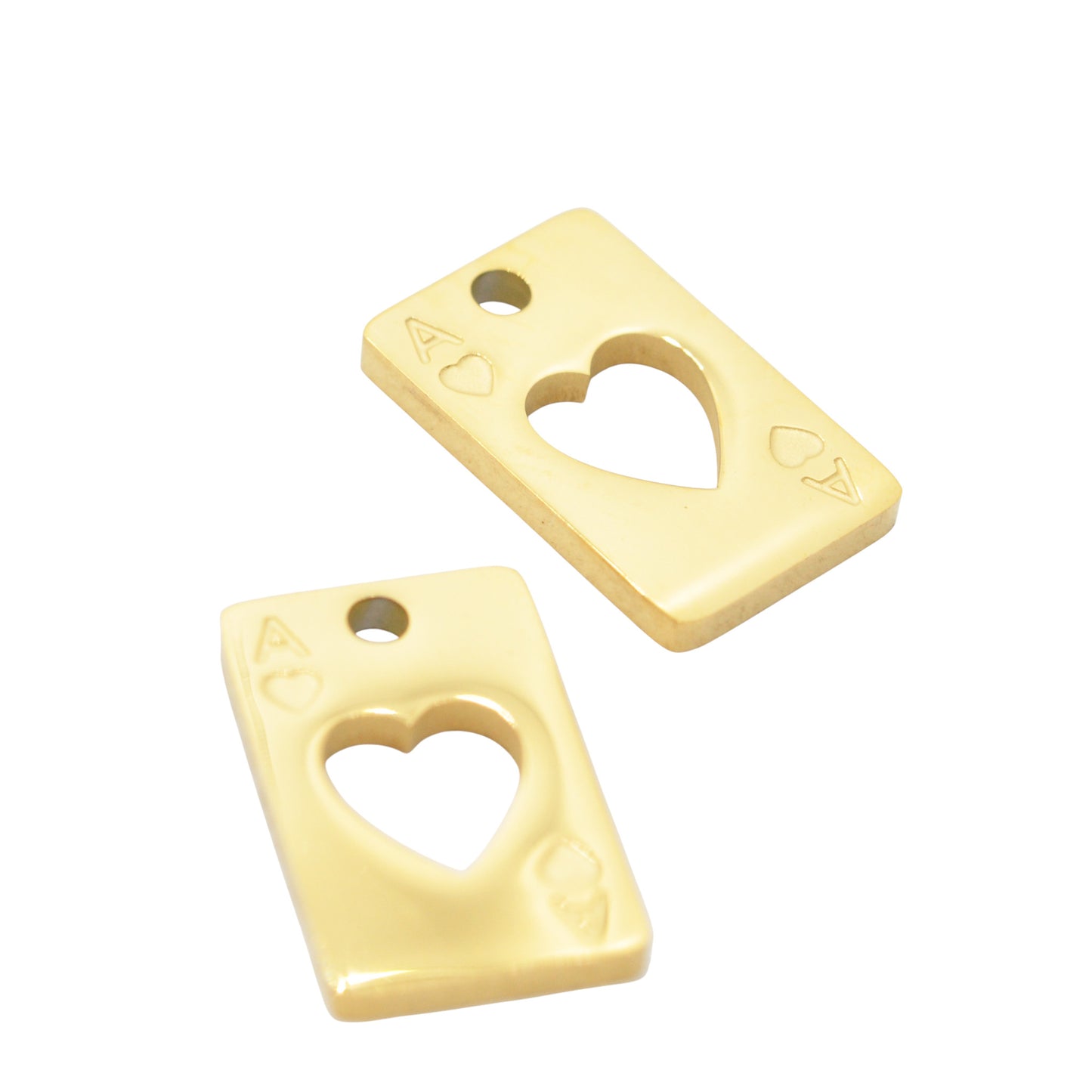 Spielkarte Anhänger Charm Edelstahl 24k verg. / 14mm