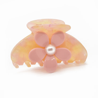 Haarklammer / big flower peach rose