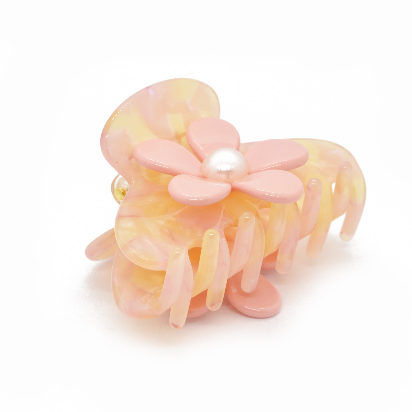 Haarklammer / big flower peach rose