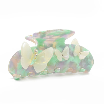 Haarklammer / 3 bling butterflies pastell clouds