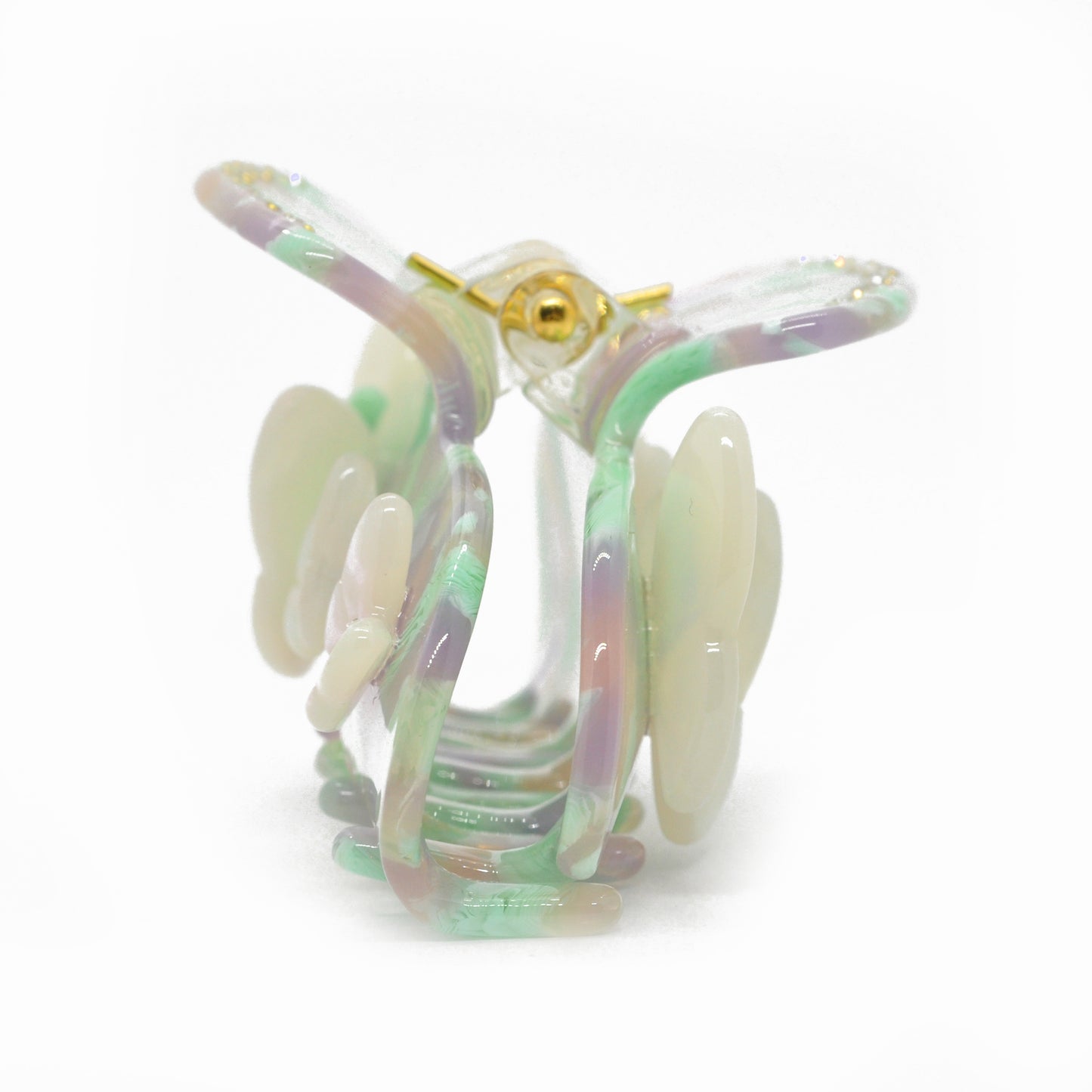 Haarklammer / 3 bling butterflies pastell clouds