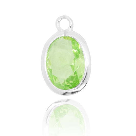 Pendant light green / 925 silver / 6x10mm