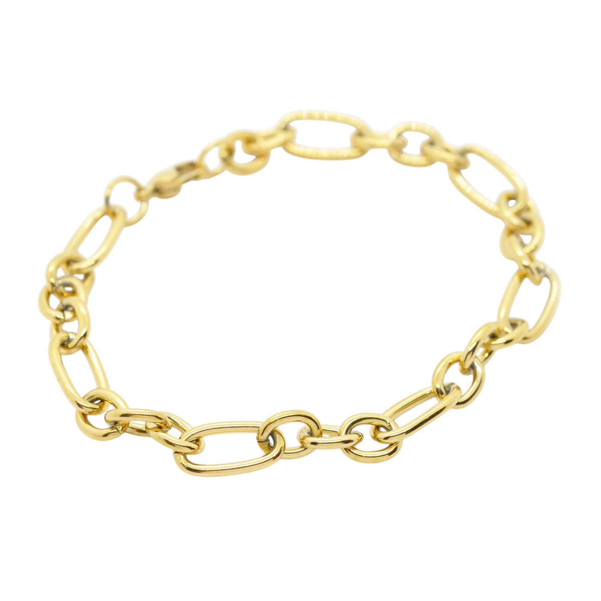 Edelstahl Armband massiv ovales / 18k vergoldet
