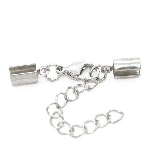 Mounted clasp with carabiner / silver-colored / Ø 3mm