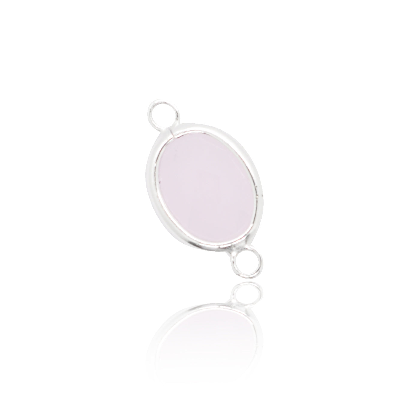Crystal connector / pink opal / 925 silver / 10mm
