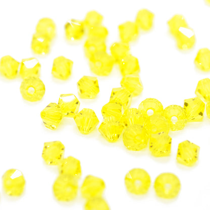 Preciosa Bicone Rondelle Bead / Citrine yellow / 50 pcs. / Ø 4mm