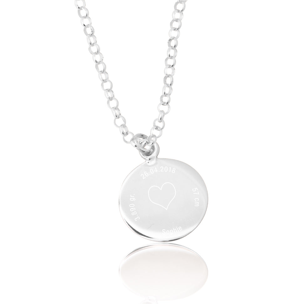 Personalized birth necklace with engraving / 925 silver 18k gold plated / bean necklace