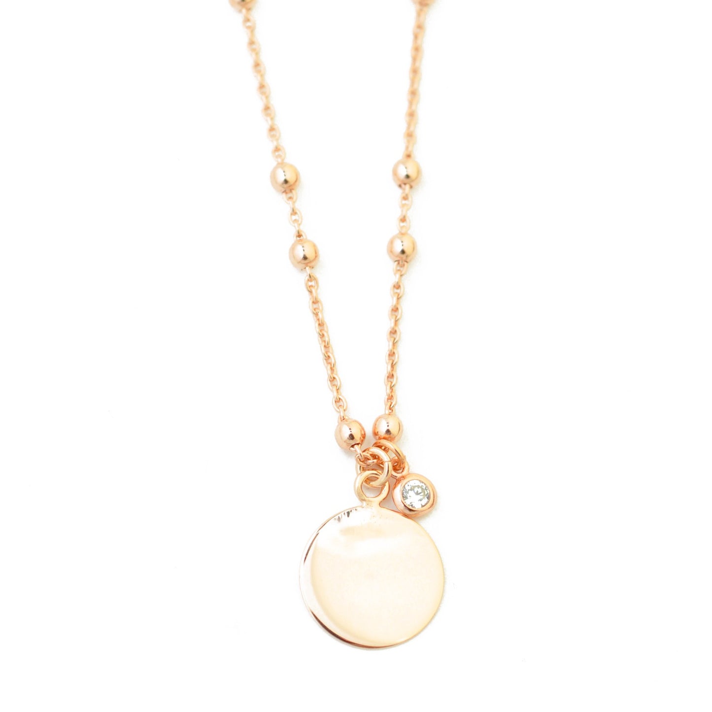 Personalized necklace with engraving &amp; zirconia / 925 sterling silver / chain with balls