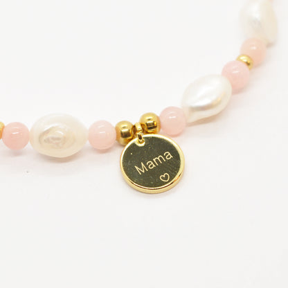 Mama Armband aus Süßwasserperle / Edelstahl vergoldet