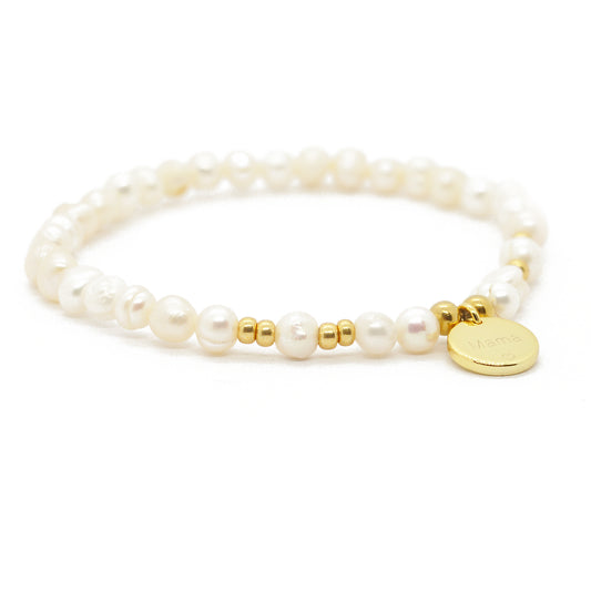 Mama bracelet made of freshwater pearls / gold plated