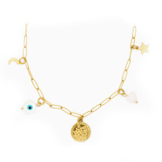 CHARM NECKLACE / COSMO / Edelstahl 18k vergoldet