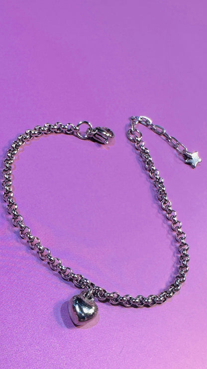 Edelstahl 3D Herz Charm / 8mm