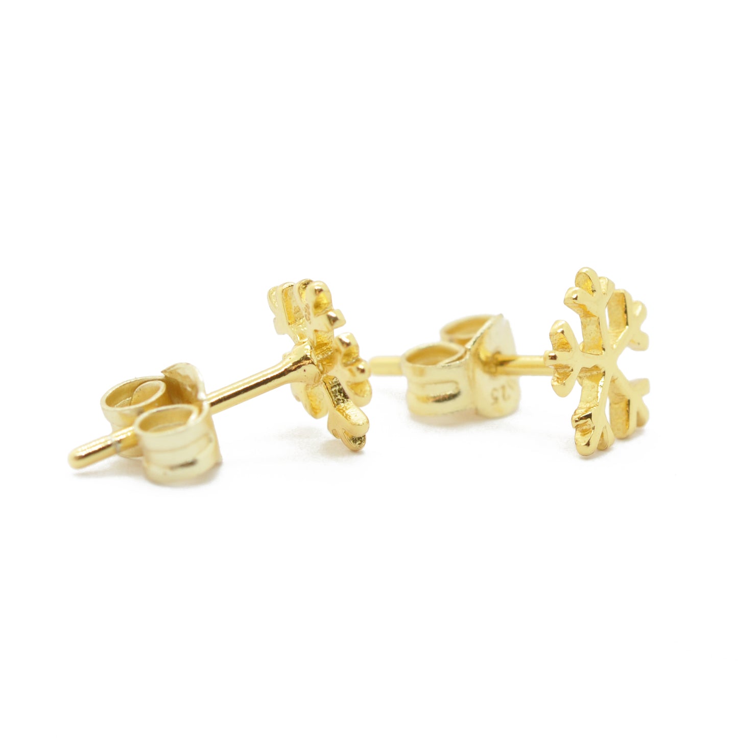 Ear studs snowflake Snowflake / 925 silver gold plated