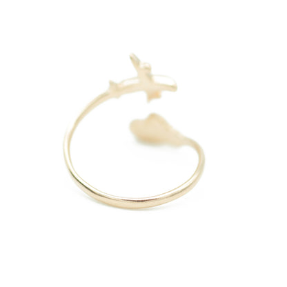 Ring airplane with cloud / brass / adjustable