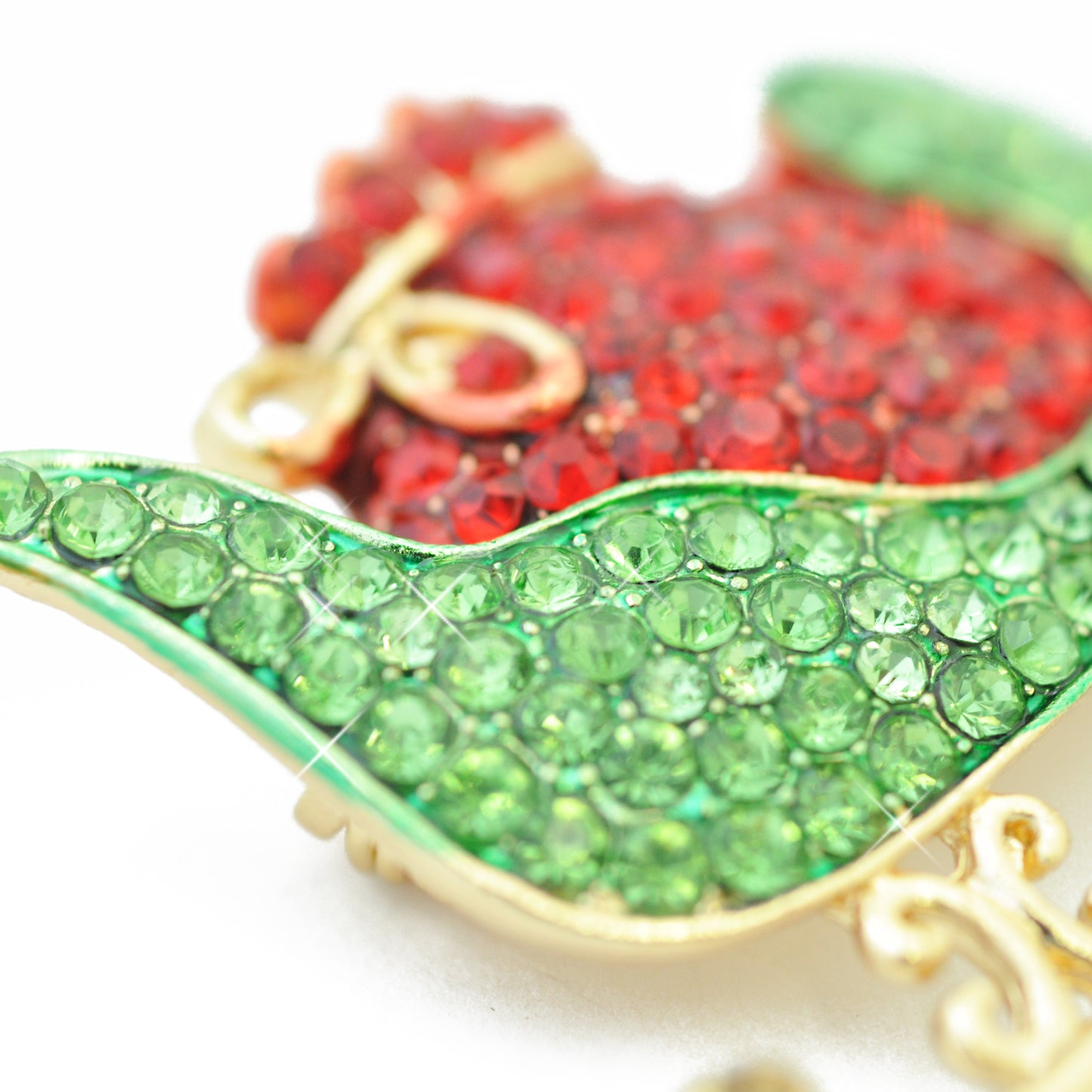 Christmas brooch sleigh rhinestones / gold colored / 30x45mm