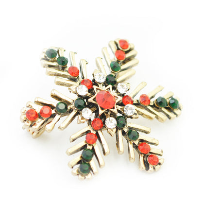Christmas Brooch Snowflake / gold colored / 35x35mm