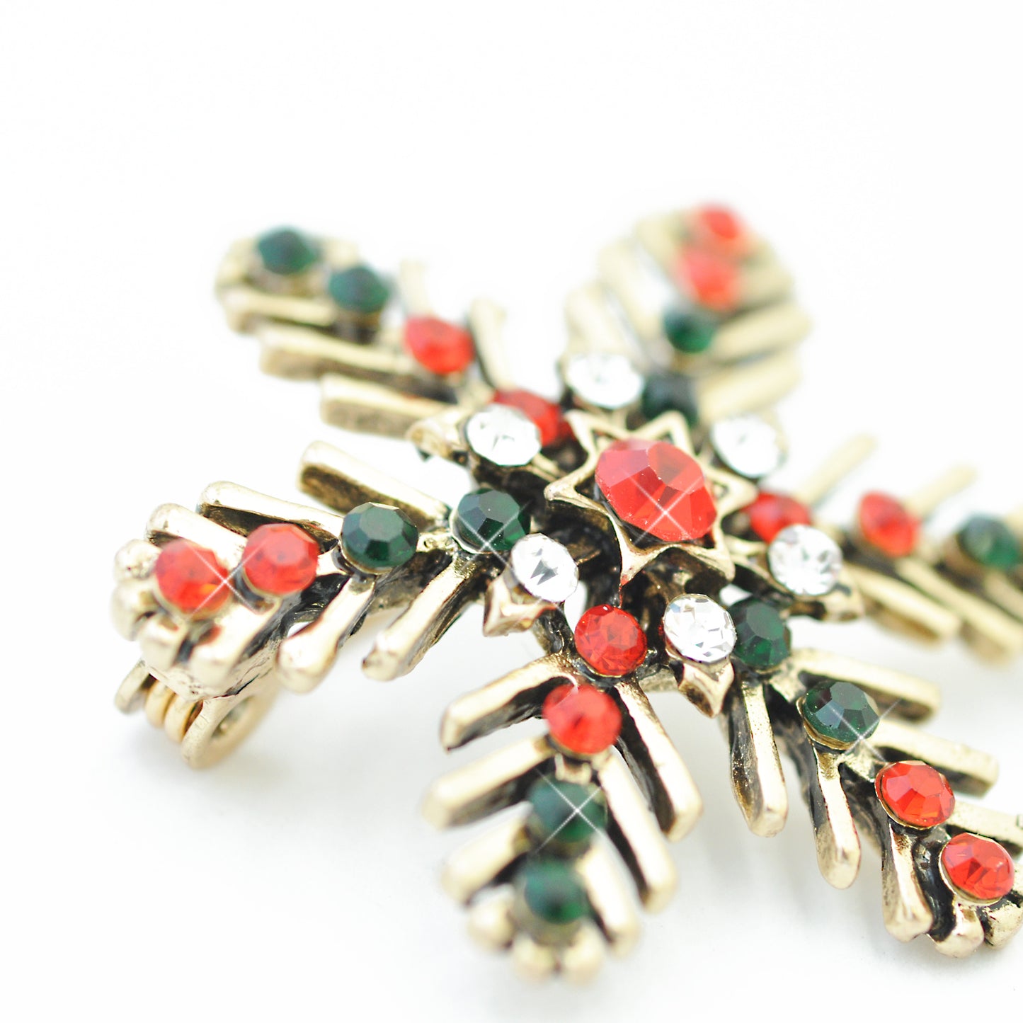 Christmas Brooch Snowflake / gold colored / 35x35mm