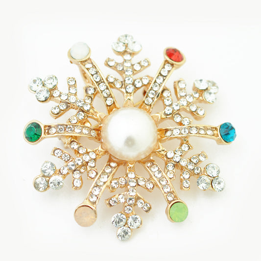 Weihnachtsbrosche Schneeflocke / goldfarben / 45x45mm