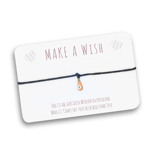 Make-a-Wish bracelet / choker chain "Evil Eye" / orange / gold-colored