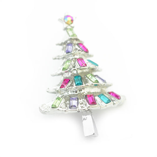 Weihnachtsbrosche Tannenbaum  / silberfarben / 45x30mm