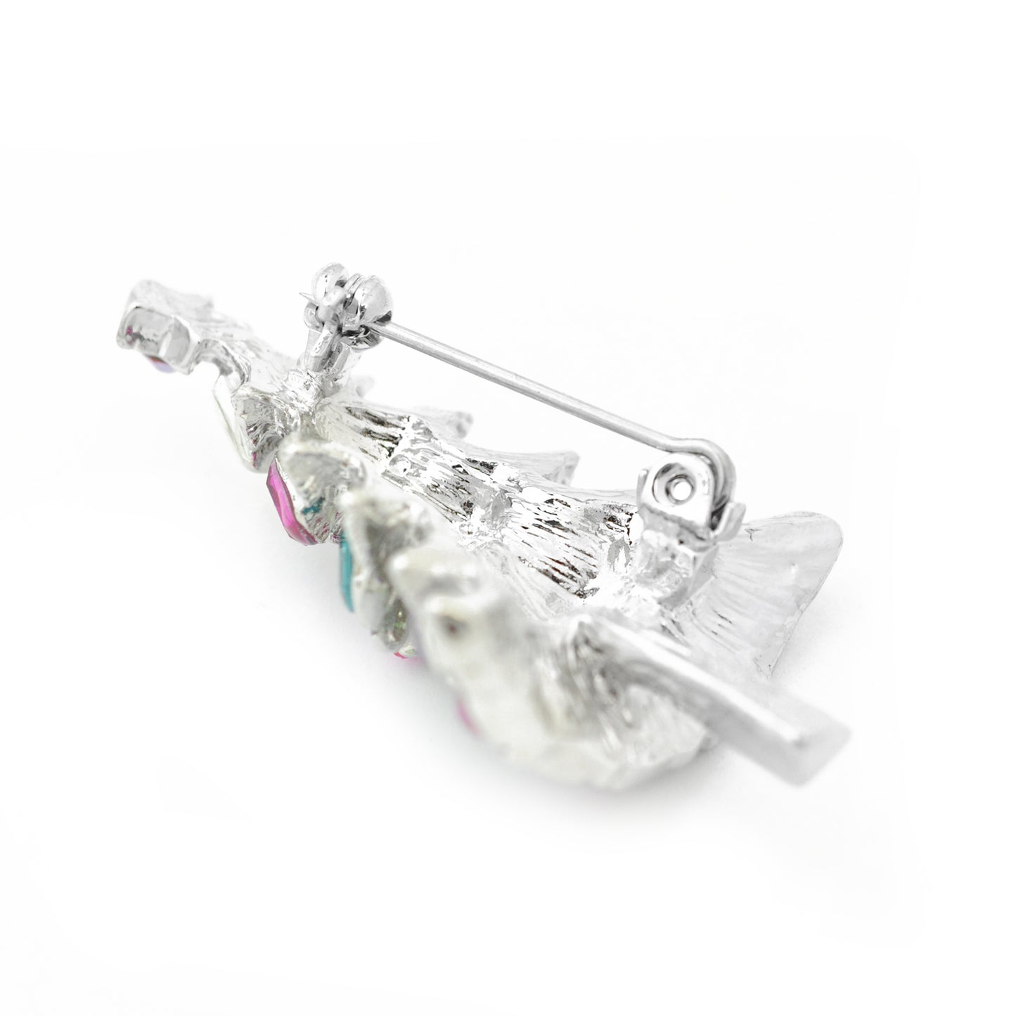 Christmas brooch fir tree / silver colored / 45x30mm