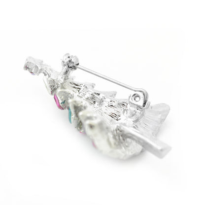 Christmas brooch fir tree / silver colored / 45x30mm