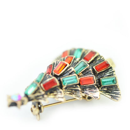 Christmas brooch fir tree / brass colored / 45x30mm