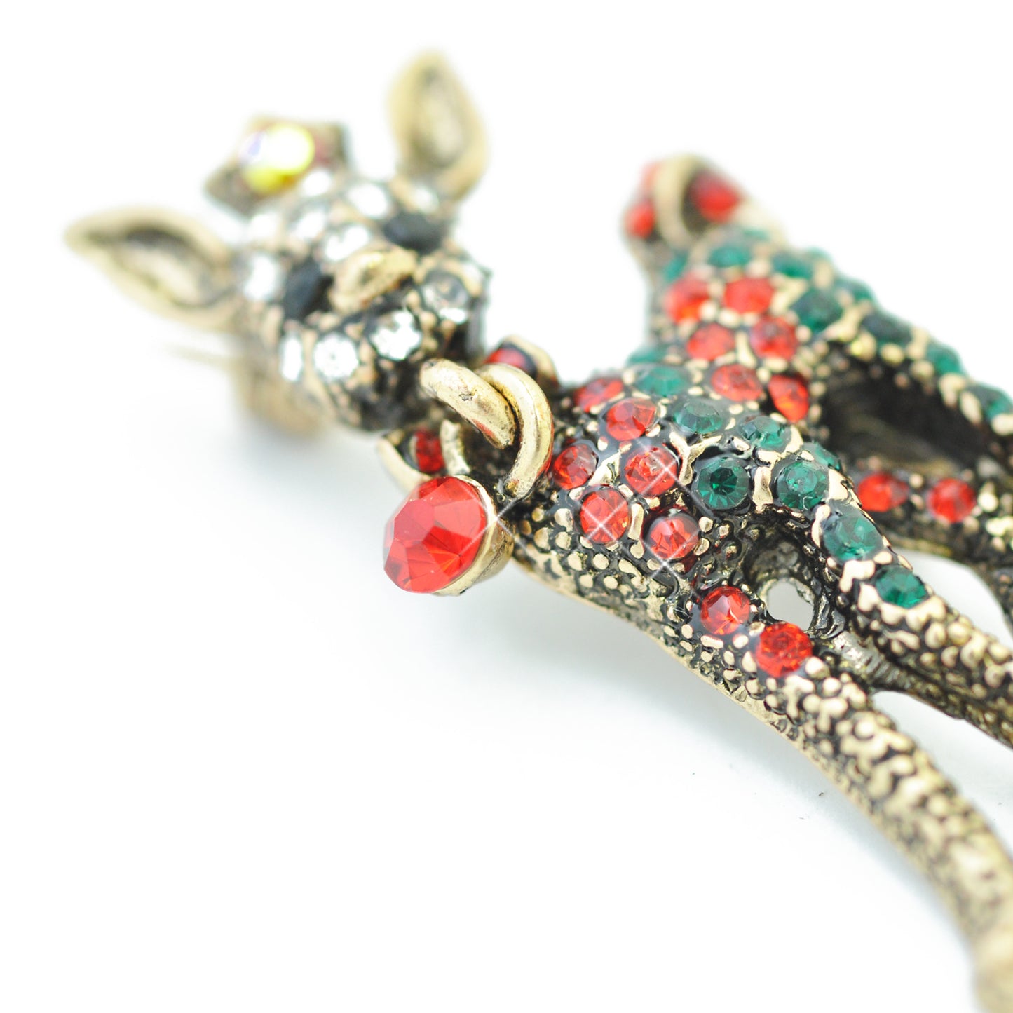 Christmas brooch deer Bambi / brass colored / 40x20mm