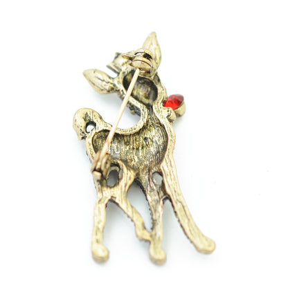 Christmas brooch deer Bambi / brass colored / 40x20mm