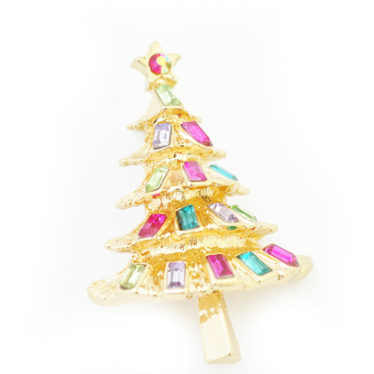 Weihnachtsbrosche Tannenbaum  / goldfarben / 45x30mm