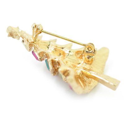 Christmas brooch fir tree / gold colored / 45x30mm