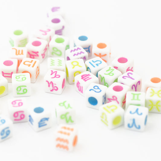 10x mixed zodiac dice / 7 mm