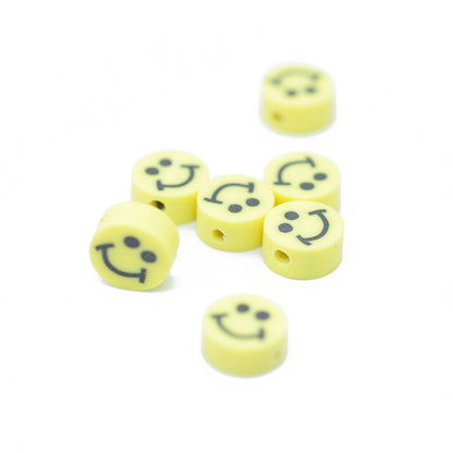 Fimo Smiley Perle / gelb / 10 mm / 10 Stk.