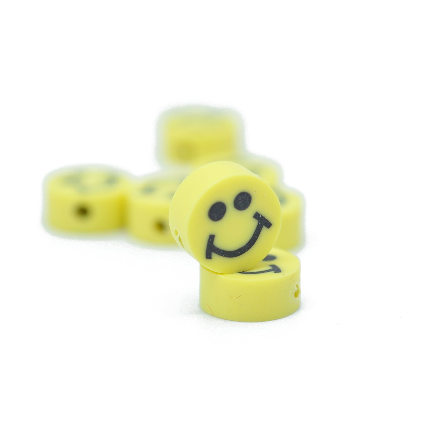 Polymer clay smiley bead / yellow / 10 mm