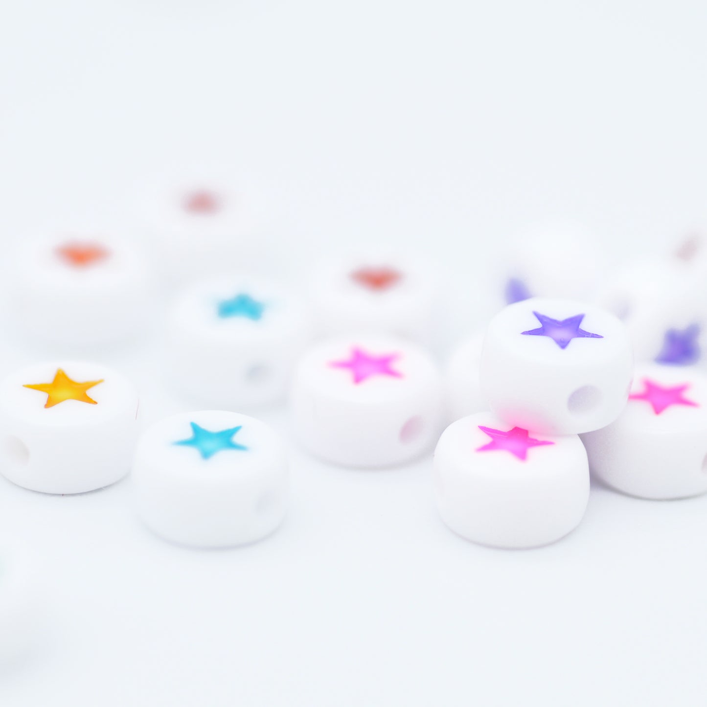 10x beads with star / colorful mix / 7 mm