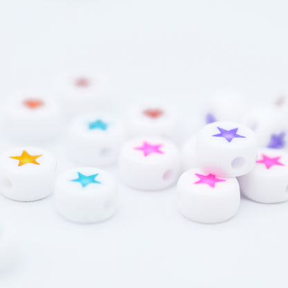 10x beads with star / colorful mix / 7 mm