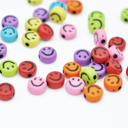 Perlen mit Smiley / bunter Mix / 7 mm / 10 Stk.