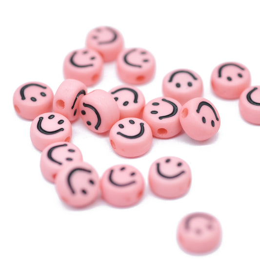 Acrylic smiley / round flat / pink / Ø 7 mm