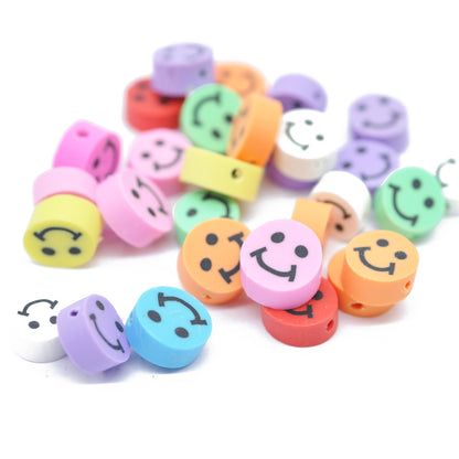 10x Fimo Smileys / colorful mix / 10 mm
