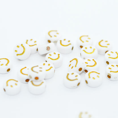 Acrylic Smiley gold white / 7mm