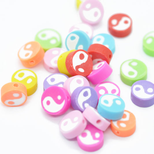 10x Fimo Yin Yang / colorful mix / 10 mm