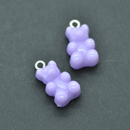 Gummy bear pendant / teddy with eyelet / violet / 15mm